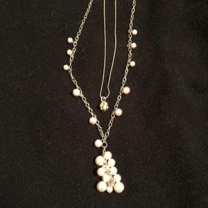 Pink faux pearl double necklace